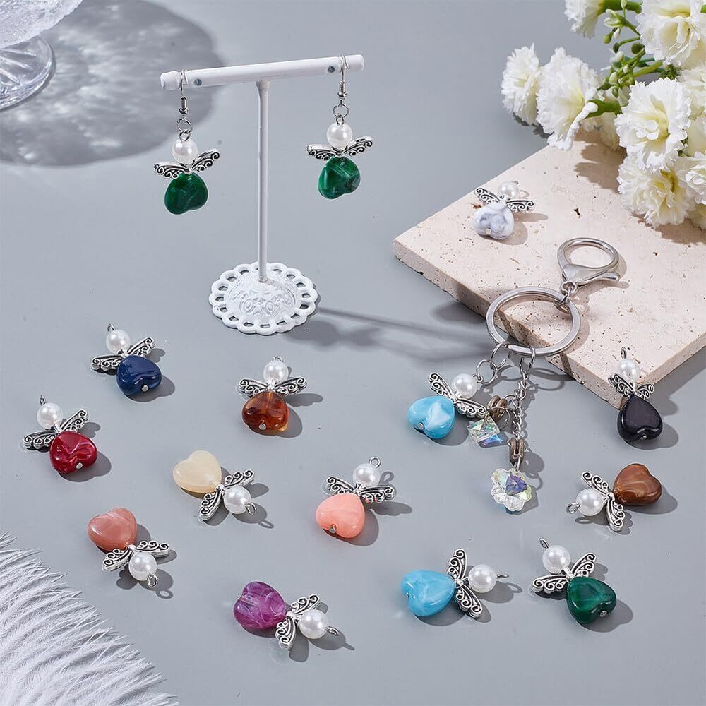 5241 60 Pcs Angel Wing Charm, Colorful Angel Wing Pendants Acrylic Round - Picture 4 of 5